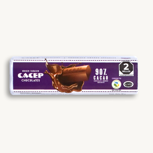 Chocolate amargo 90% cacao 20gr CACEP