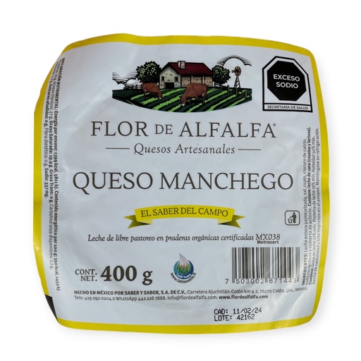 Queso manchego 400gr FLOR DE ALFALFA