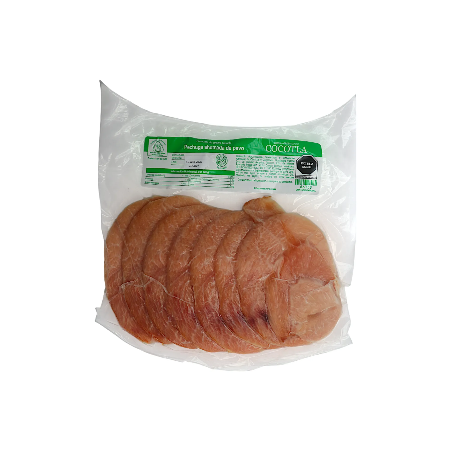 Pechuga de pavo rebanada ahumada 500gr COCOTLA