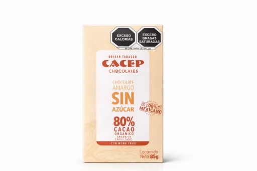 Chocolate 80% cacao sin azúcar endulzado con fruta del monje 85gr CACEP