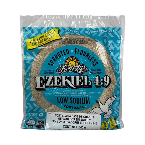 Tortillas de cereales germinados sin harina 0% sodio 340gr EZEKIEL
