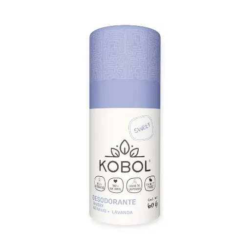 Desodorante de geranio y lavanda natural vegano push up 60gr KOBOL