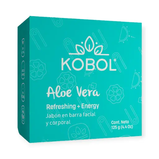 Jabón dermolimpiador vegano de aloe vera (refreshing + energy) 125gr KOBOL