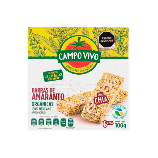 Barras de amaranto y chía 100gr CAMPO VIVO