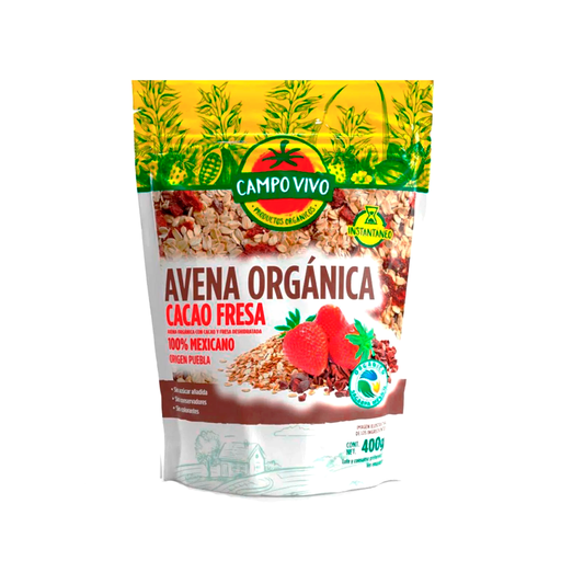 Avena con cacao y fresa 400gr CAMPO VIVO