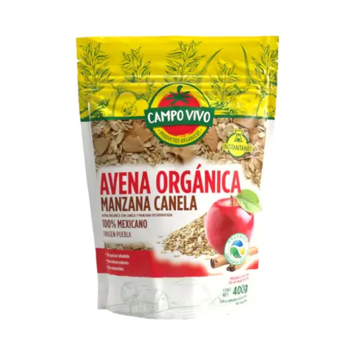 Avena orgánica con manzana y canela 400gr CAMPO VIVO