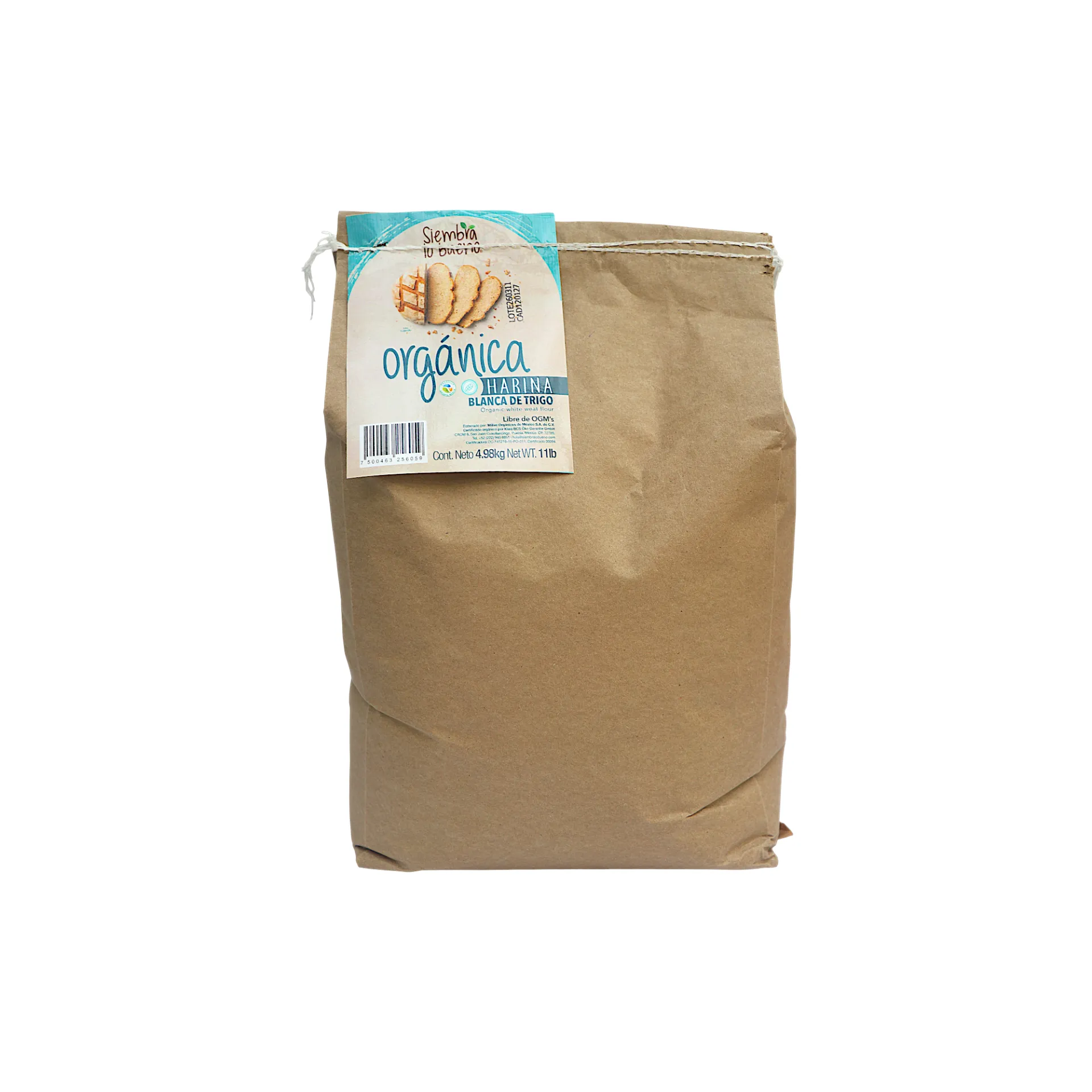 Harina de trigo blanca orgánica 5kg SIEMBRA LO BUENO