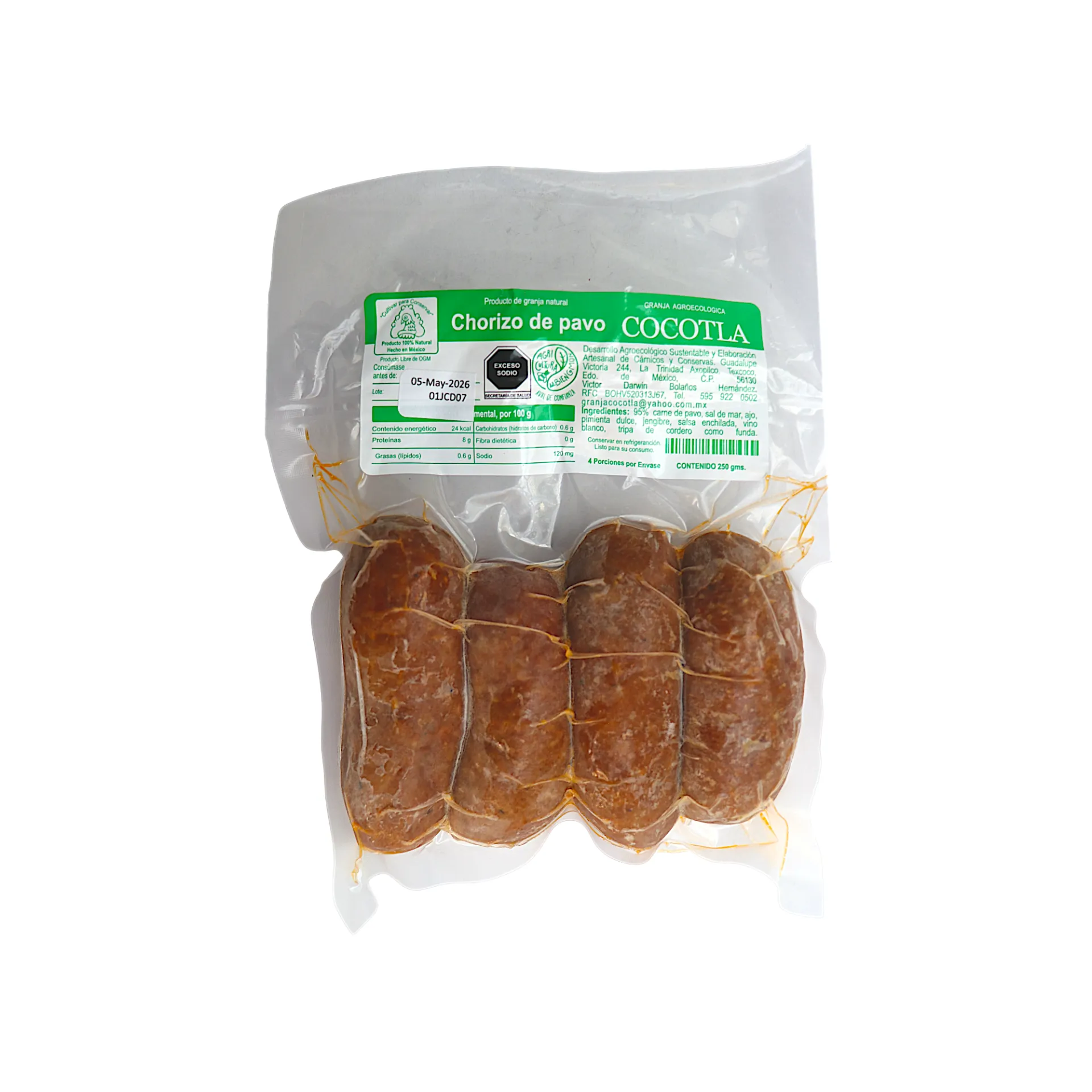 Chorizo de pavo 250gr COCOTLA