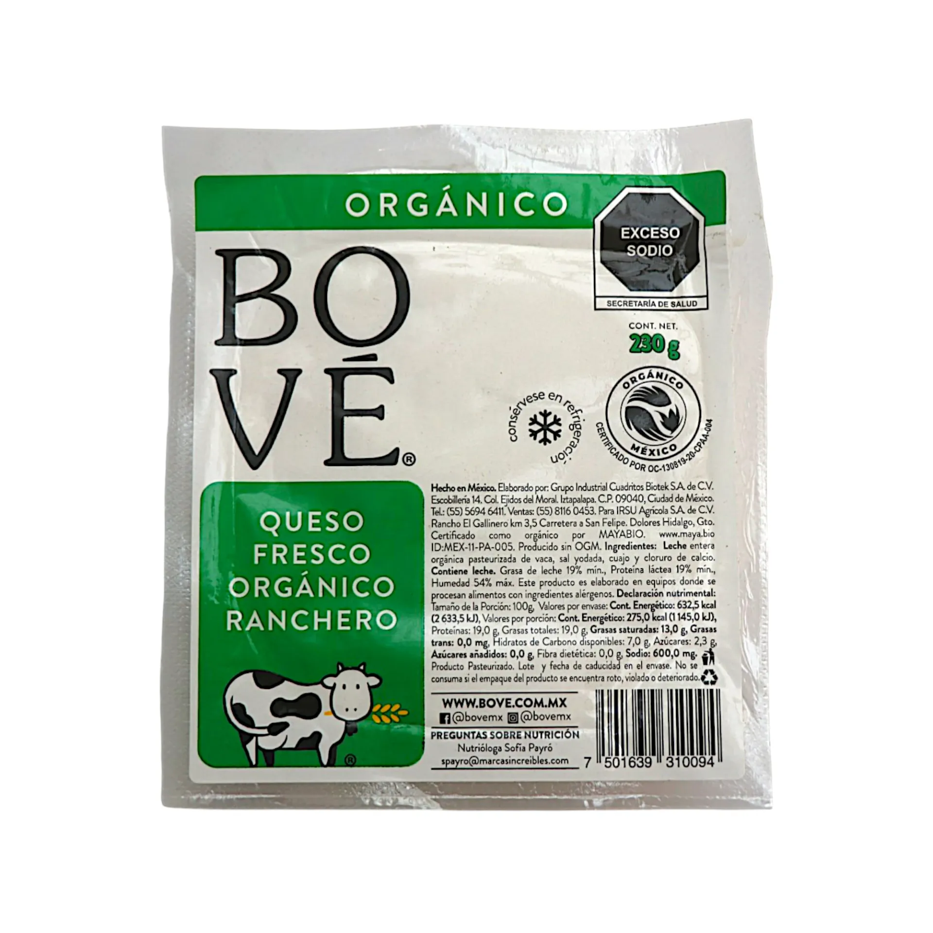 Queso ranchero 230gr BOVE