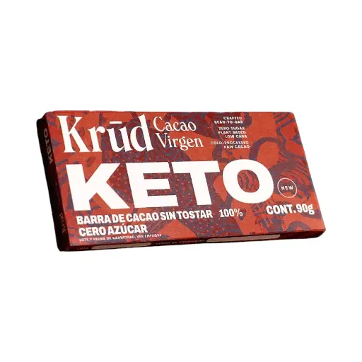 Barra 100% cacao keto 90gr KRUD