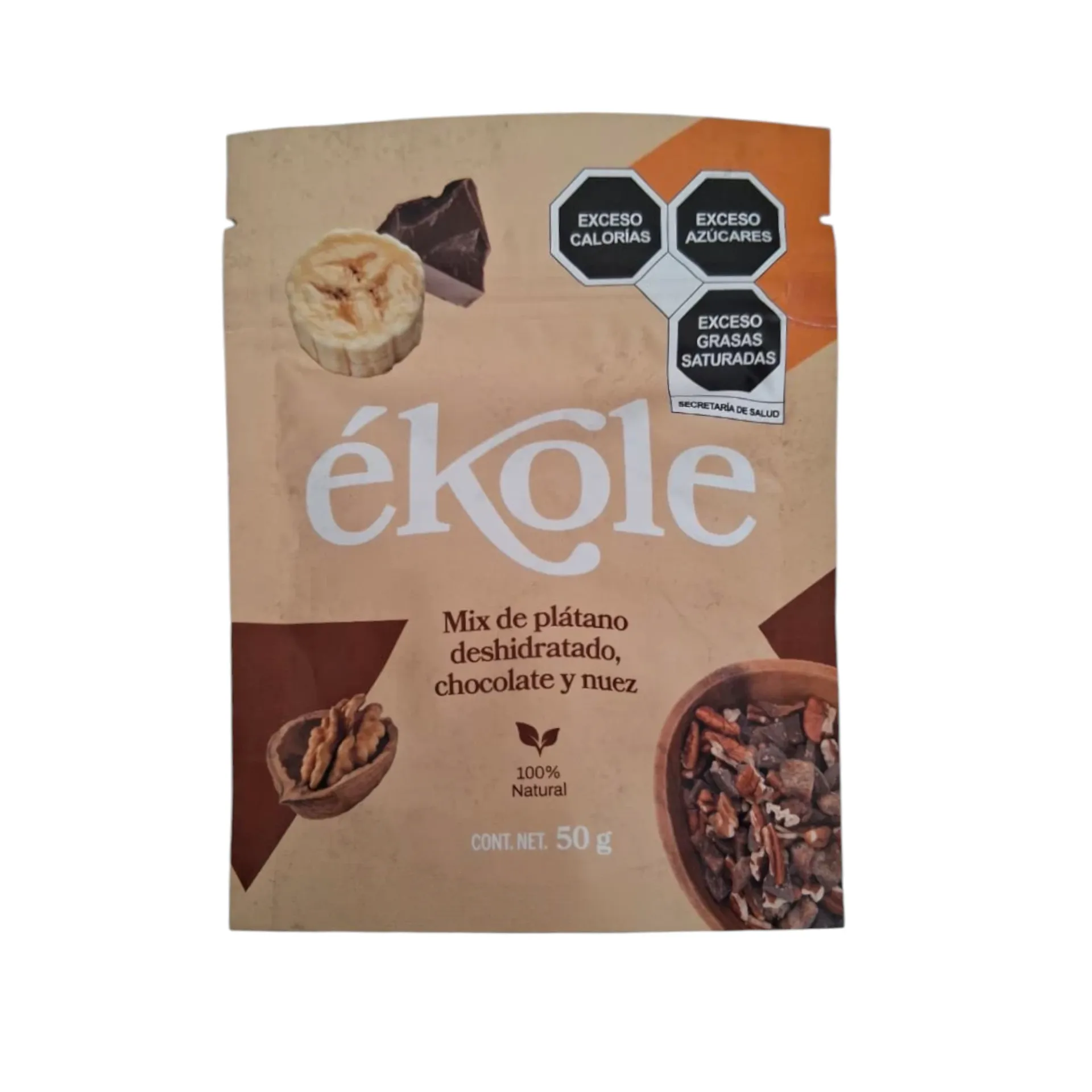 Mix de nueces con plátano deshidratado y chocolate 50gr ÉKOLE