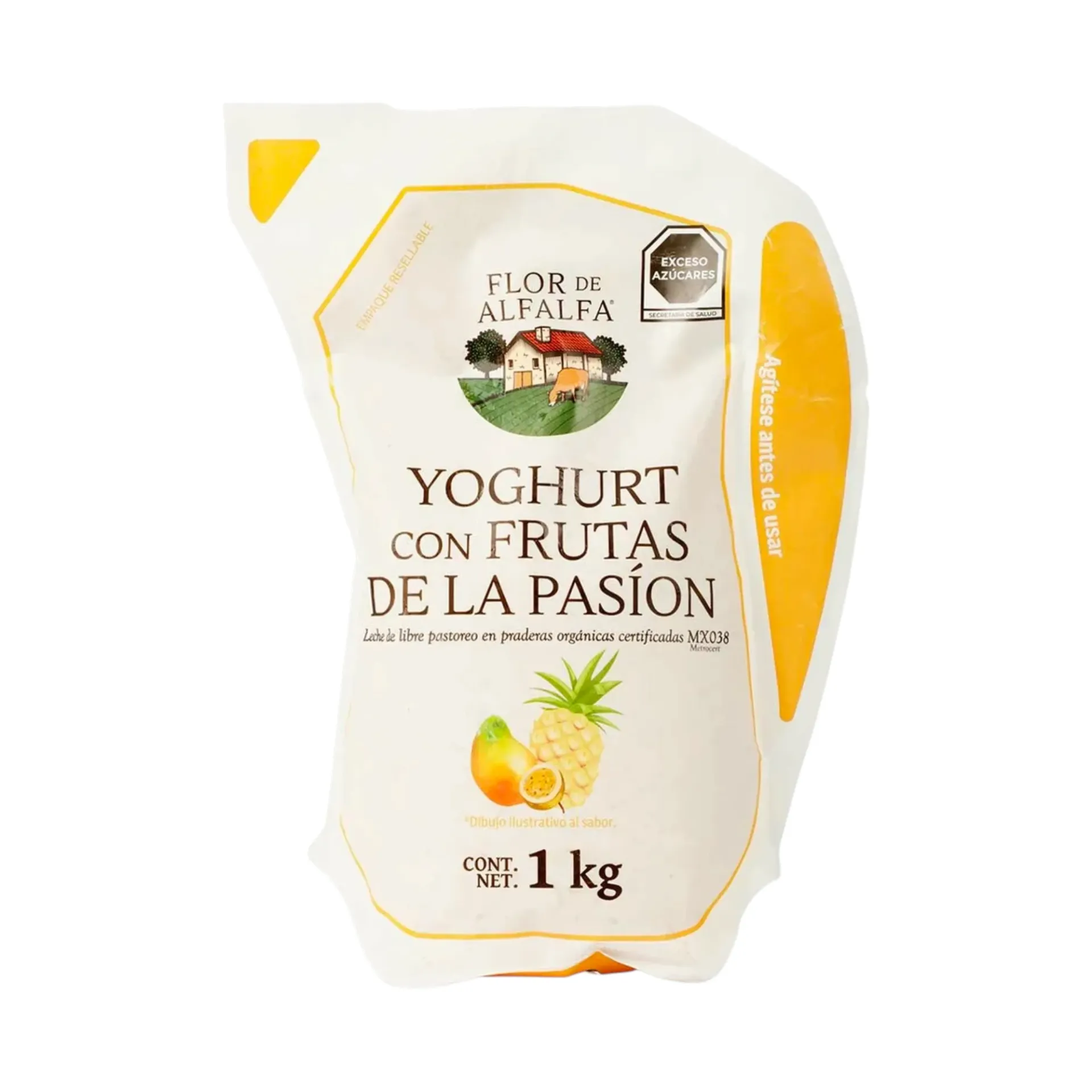 Yoghurt con frutas de pasión 1kg FLOR DE ALFALFA