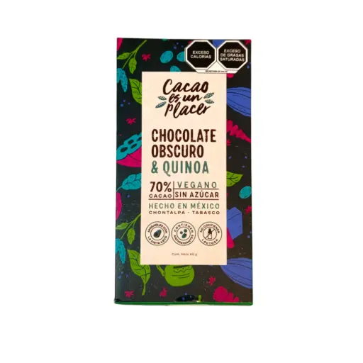 Chocolate obscuro con quinoa al 70% 80gr CACAO ES UN PLACER