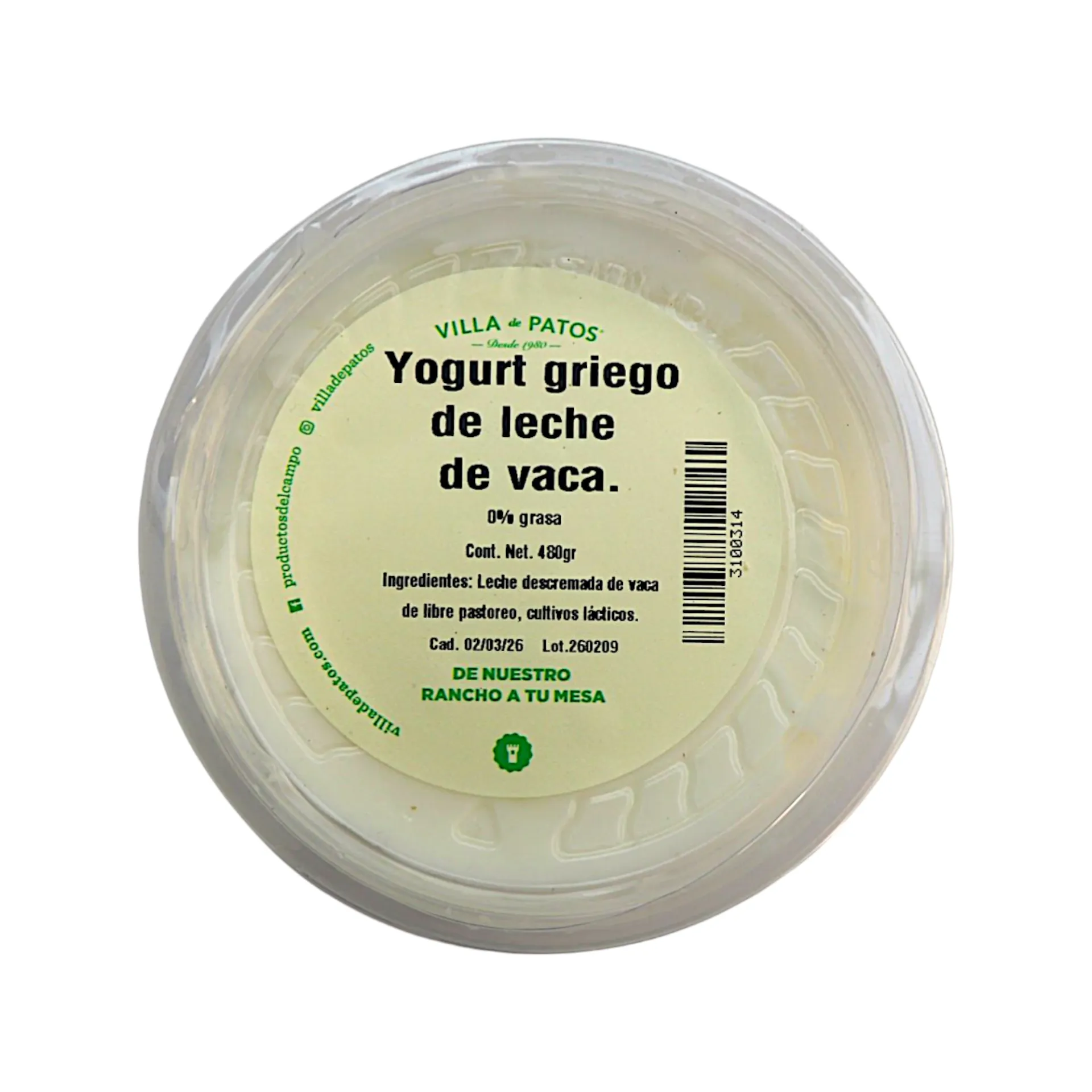 Yoghurt de vaca 480gr VILLA DE PATOS