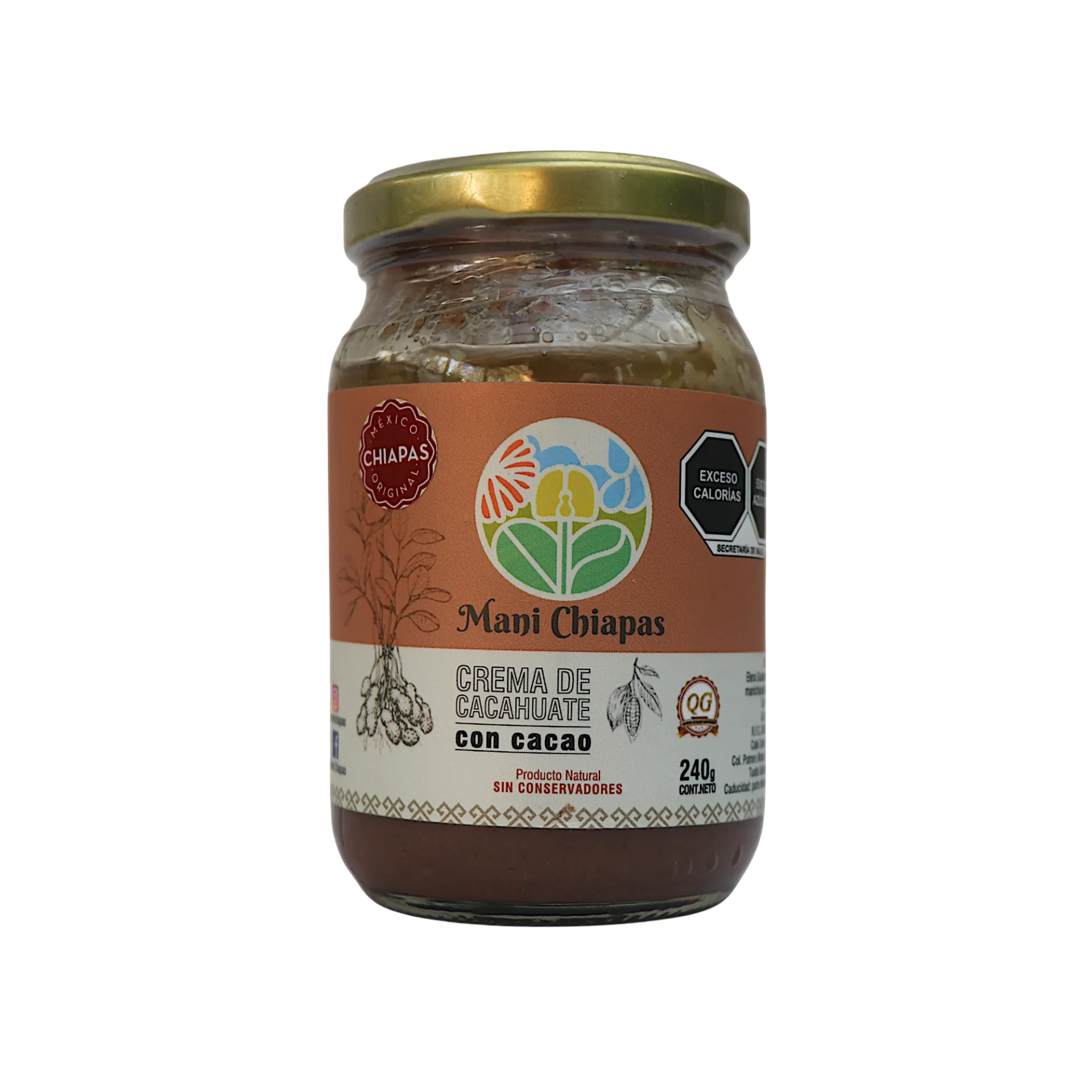Crema de cacahuate con cacao 240gr MANÍ CHIAPAS