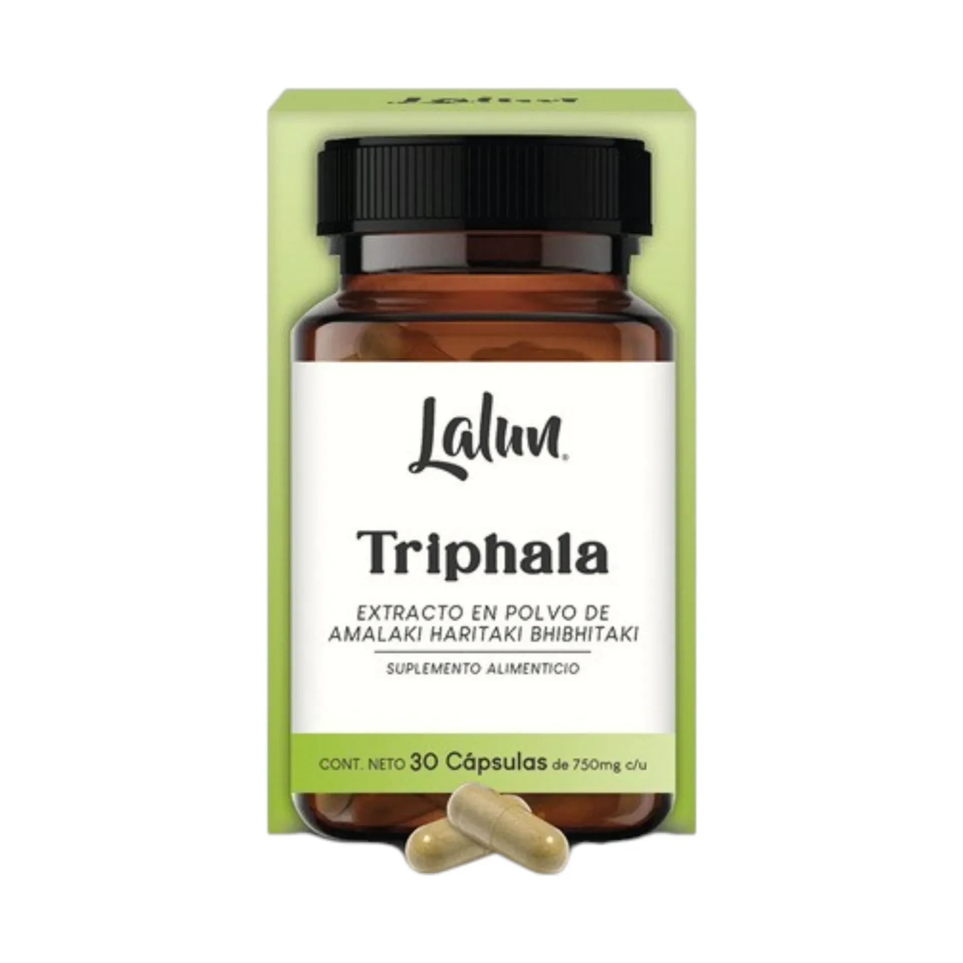 Extracto en polvo de Triphala 30 cápsulas LALUN