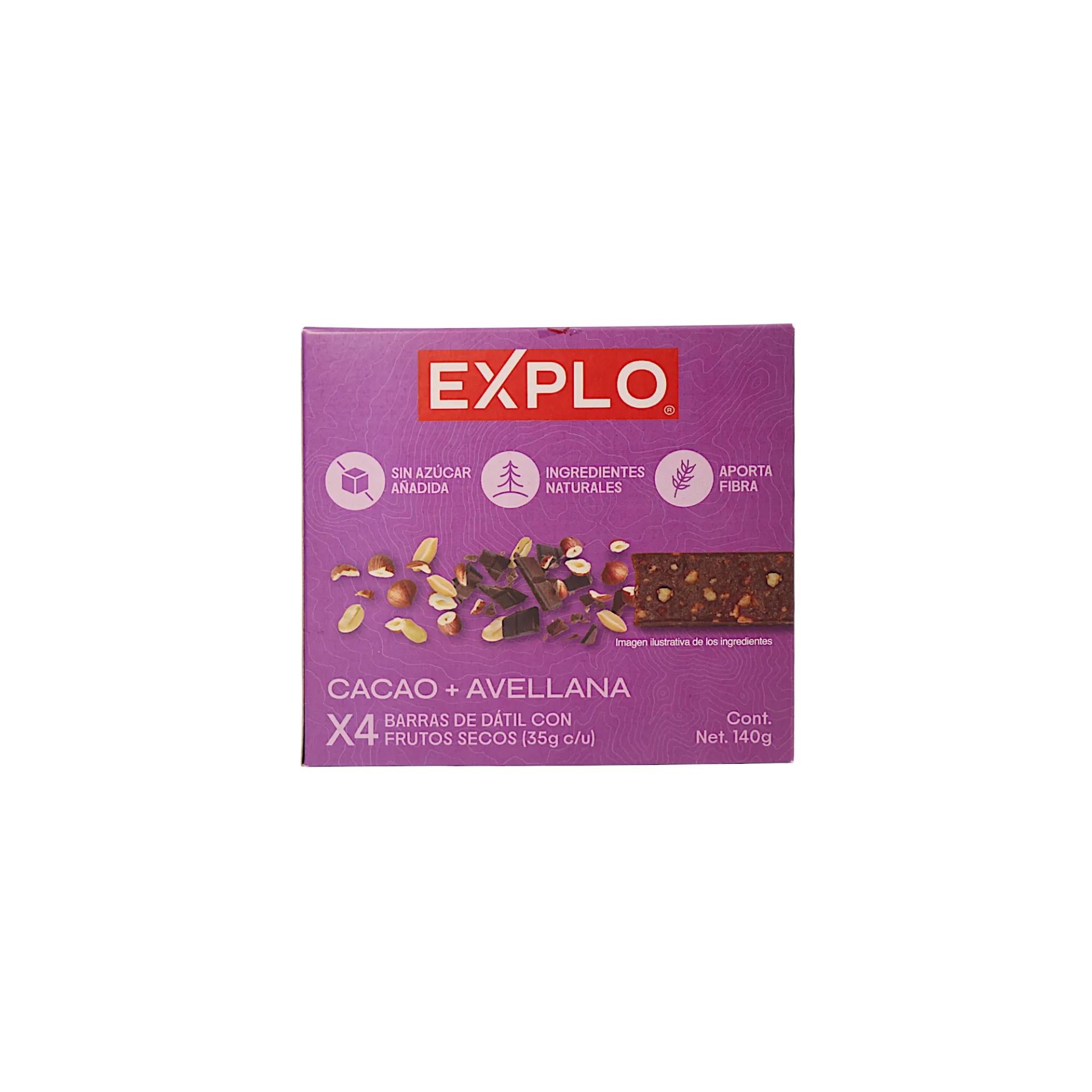 Barra de dátil con frutos secos cacao + avellana 140gr EXPLO ENERGÍA