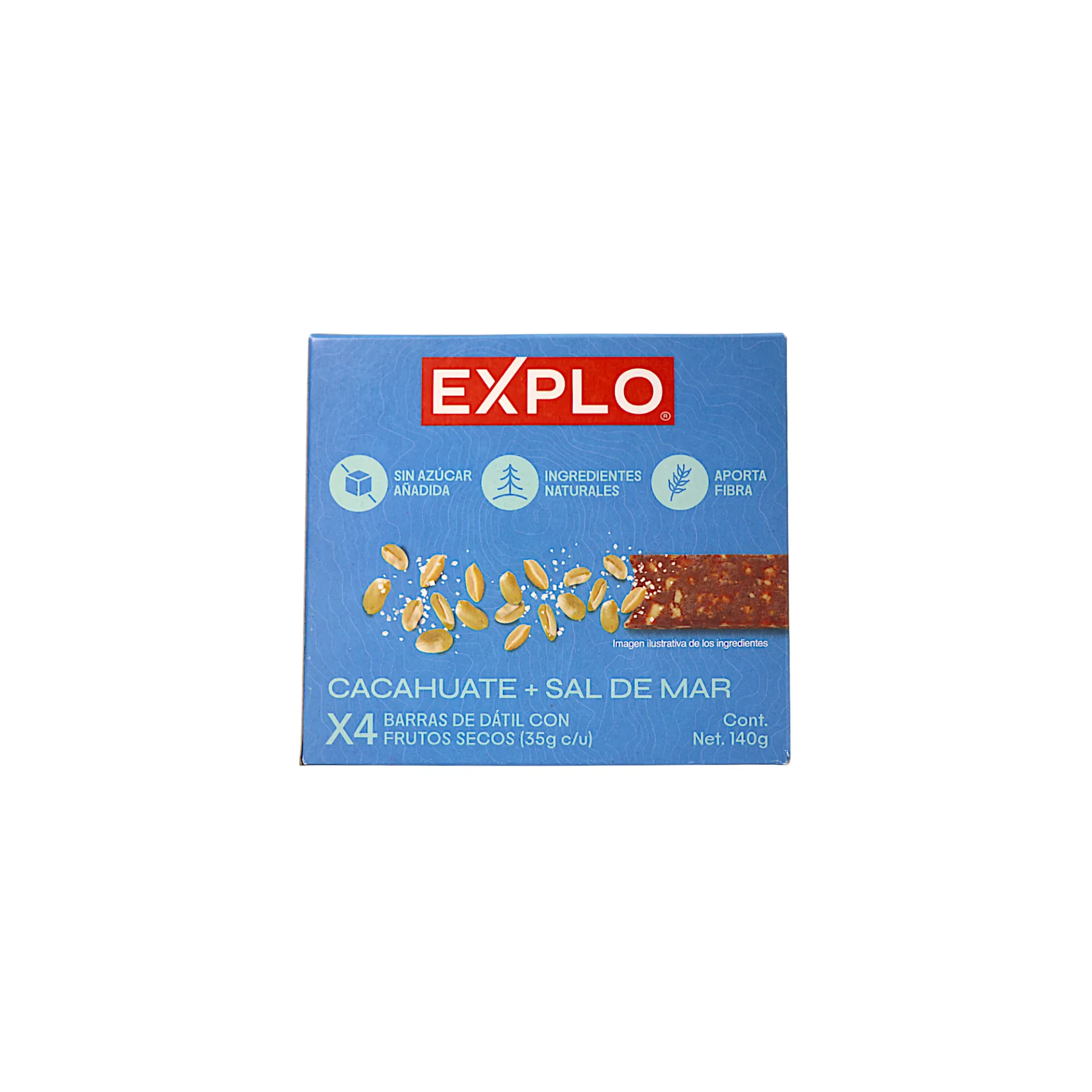 Barra de dátil con frutos secos cacahuate + sal de mar 140gr EXPLO ENERGÍA
