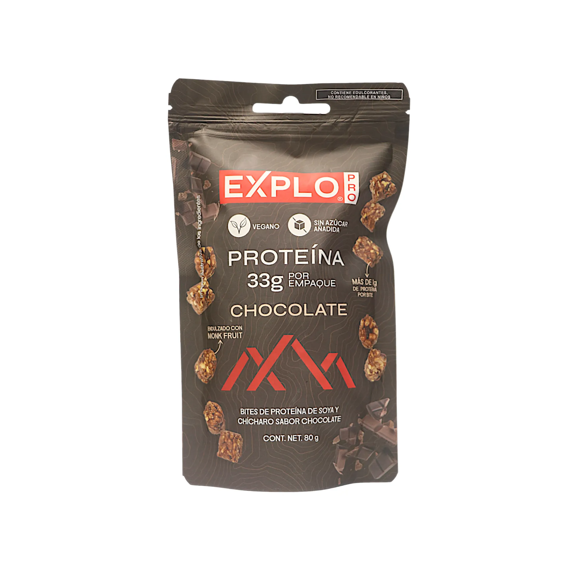 Bites de proteína de chícharo y soya sabor chocolate 80gr EXPLO PRO