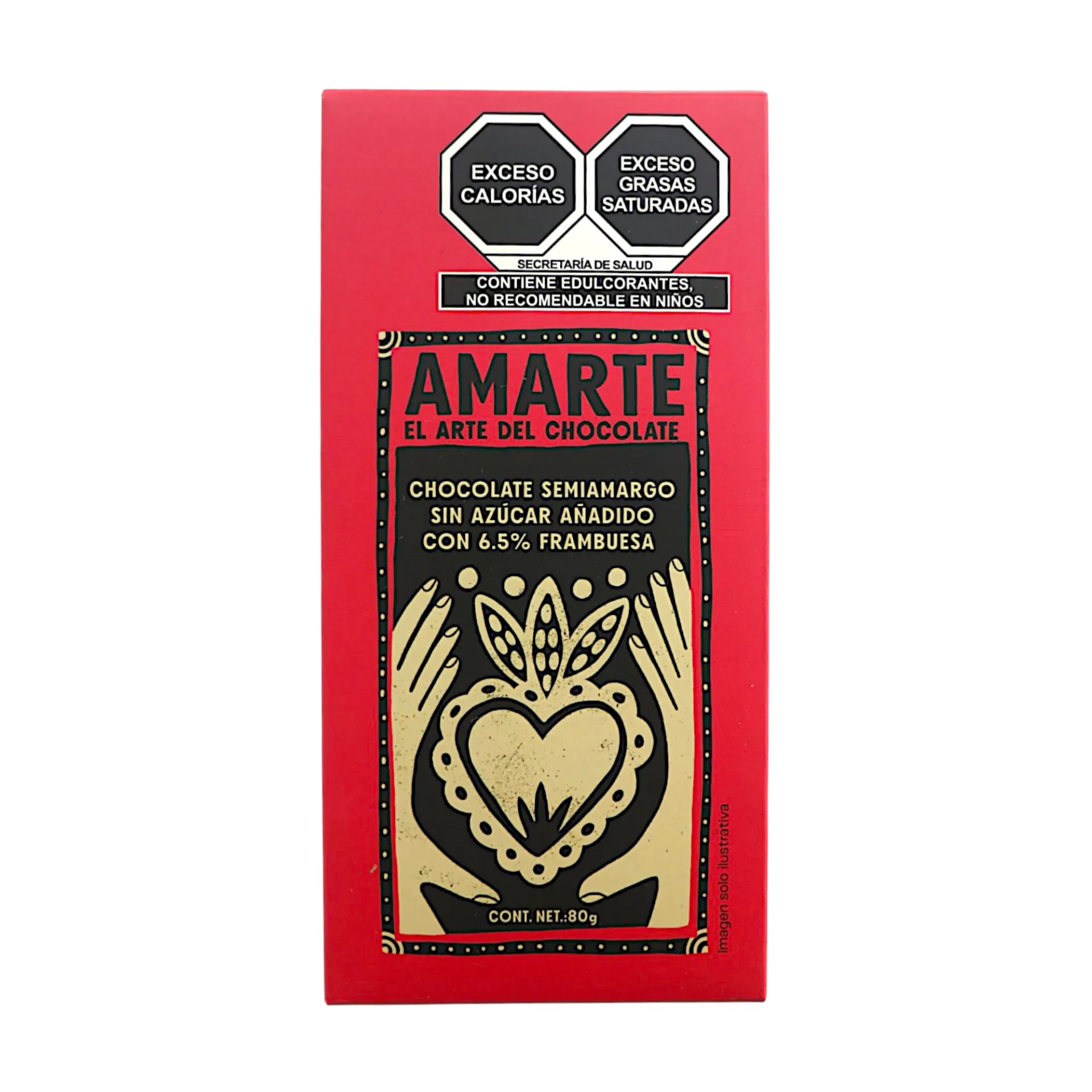 Chocolate semiamargo con 6.5% de frambuesa  80gr AMARTE