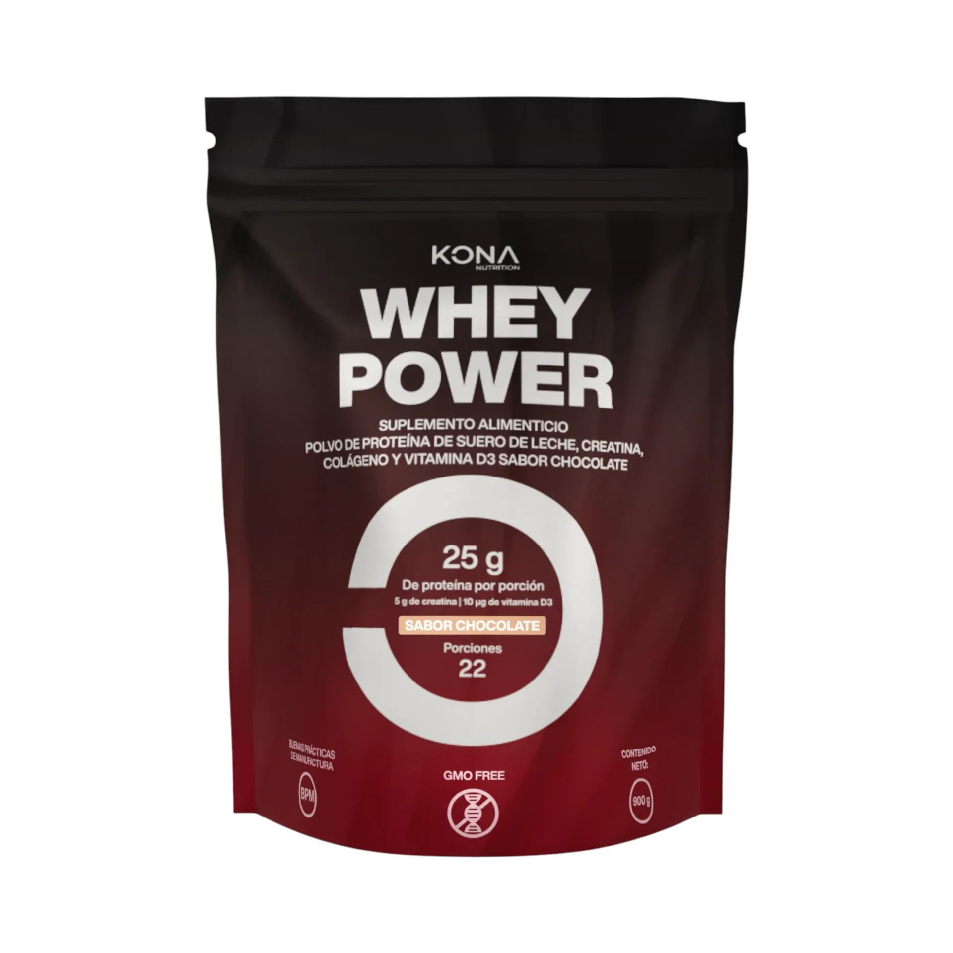 Proteína de suero de leche con creatina y vitamina D3 Whey Power 900gr KONA NUTRITION